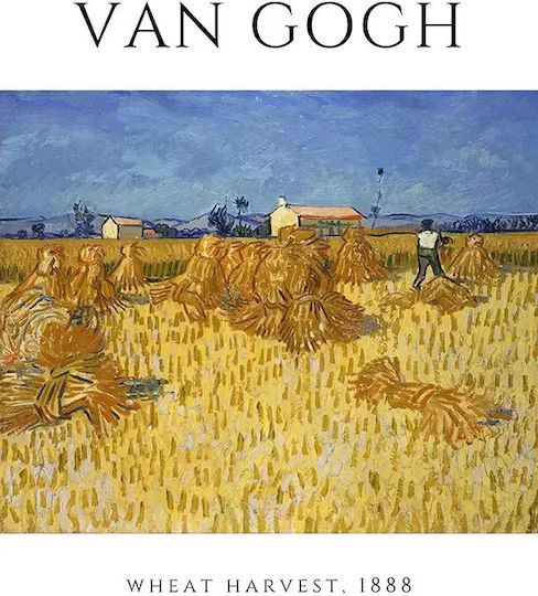 Poster Van Gogh Wheat Harvest Art097 40cm X 50cm Brown Wooden Frame