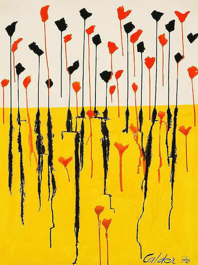 Poster Calder Drops Kunst120 40cm x 50cm Premium Schwarzes Hölzernes Gemälde
