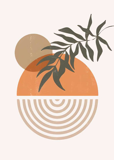 Poster Abstract Geometrical Leaf Moon Pst188 40cm X 50cm Premium Μαύρο Ξύλινο Κάδρο-56145pd156612f55323
