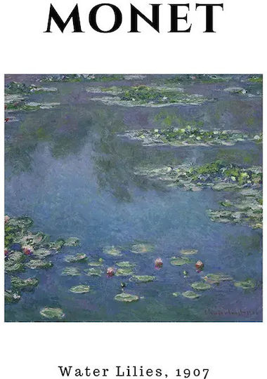 Poster Monet Waterlillies Art013 40cm X 50cm Frame Natural Wood Beige