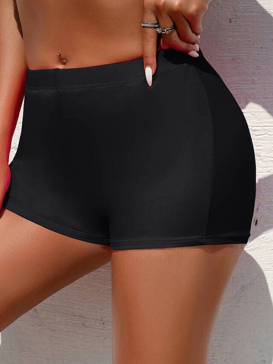 Bikini Inferioare Boxer Talie Înaltă Negru