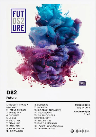 Musikposter Future Ds2 Ms085 40cm x 50cm Rahmen aus Hölzernem Braun