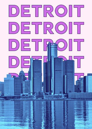 Poster Detroit Pop Art Pst25504 40cm X 50cm Λευκή Ξύλινη Κορνίζα-63380pd156118f55310