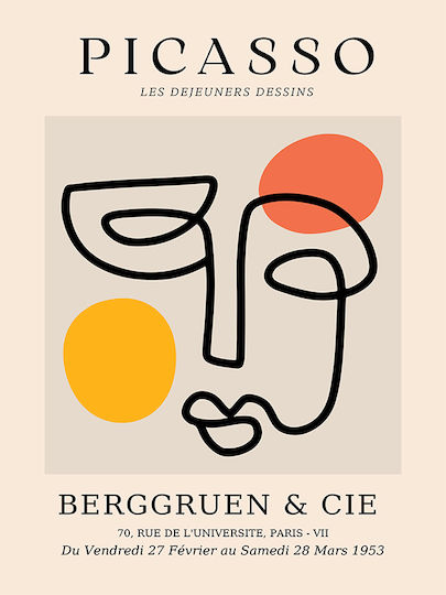 Poster Pablo Picasso Les Dejeurenes Dessins Art240 40cm X 50cm Κορνίζα Φυσικό Ξύλου Μπεζ 63765pd156090f55316