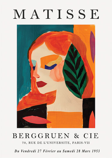 Poster Matisse Seated Woman Leaf Art304 40cm X 50cm Κορνίζα Φυσικό Ξύλου Μπεζ 70549pd155904f55316