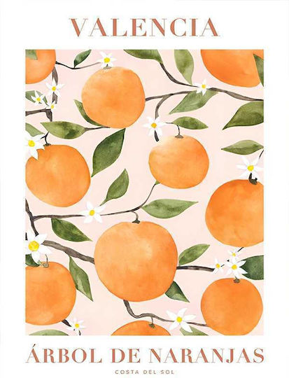 Poster Velencia Arbol De Neranjas Pst25334 40cm X 50cm Κορνίζα Φυσικό Ξύλου Μπεζ 62162pd156349f55316
