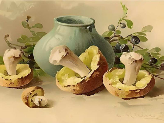 Poster Mushrooms & Olives Pst25321 40cm X 50cm Κορνίζα Καφέ Ξύλου 62107pd156361f63322