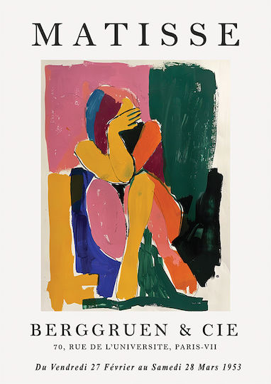 Poster Matisse Woman Covering Her Face Art305 40cm X 50cm Κορνίζα Φυσικό Ξύλου Μπεζ 70548pd155903f55316