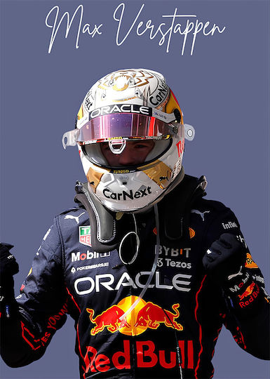 Poster Formula1 Max Verstappen F058 40cm X 50cm Cadru Maro Din Lemn 63049pd156210f63322