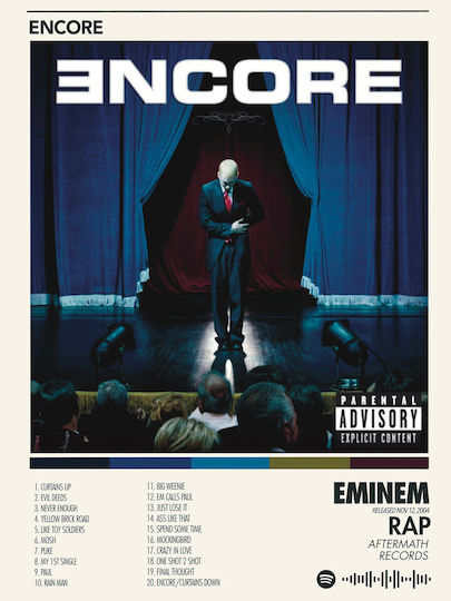 Music Poster Eminem Encore Ms072 40cm X 50cm Λευκή Ξύλινη Κορνίζα-62404pd156320f55310
