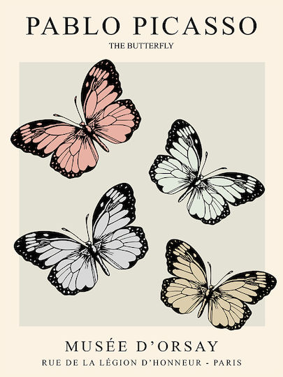 Poster Pablo Picasso Butterfly Art249 40cm X 50cm Κορνίζα Φυσικό Ξύλου Μπεζ 63778pd156082f55316