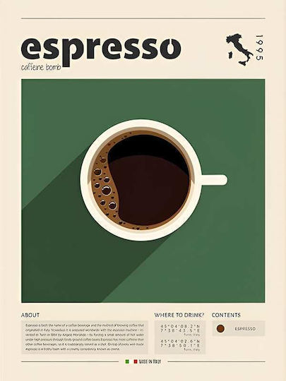 Poster Espresso Caffeine Bomb Pst25329 40cm X 50cm Κορνίζα Φυσικό Ξύλου Μπεζ 62132pd156356f55316