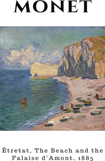 Poster Claude Monet Beach Falaise D Amont Art232 40cm X 50cm Black Wooden Frame