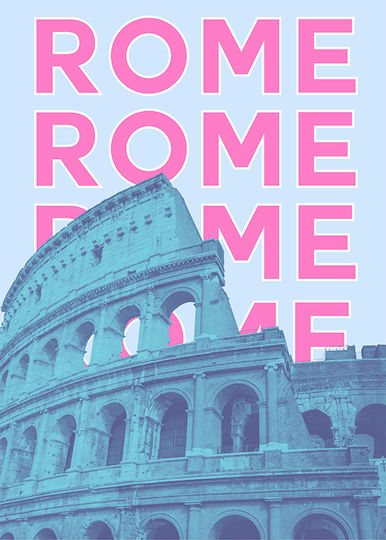 Poster Rome Pop Art Pst25514 40cm x 50cm Rahmen aus Hölzern in Braun