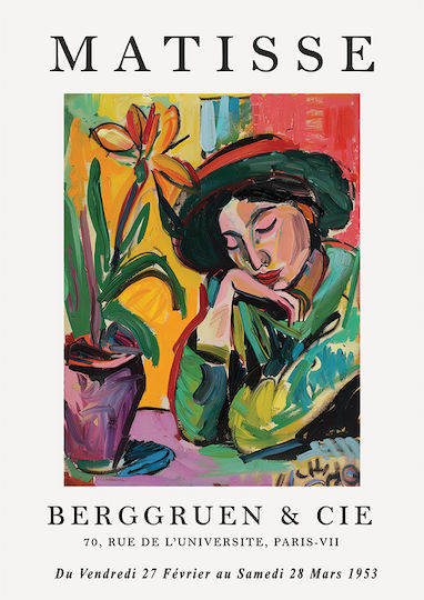 Poster Matisse Woman Red Hat Art303 40cm X 50cm Λευκή Ξύλινη Κορνίζα-70550pd155905f55310