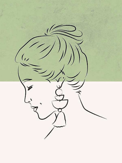 Poster Female Figure In White & Green Pst201 40cm X 50cm Κορνίζα Καφέ Ξύλου 56171pd156599f63322