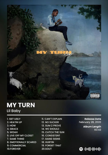 Music Poster Lil Baby My Turn Ms128 40cm X 50cm Λευκή Ξύλινη Κορνίζα-62426pd156296f55310