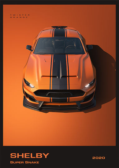 Poster Shelby Super Snake 2020 Cr006 40cm X 50cm Premium Μαύρο Ξύλινο Κάδρο-62980pd156247f55323