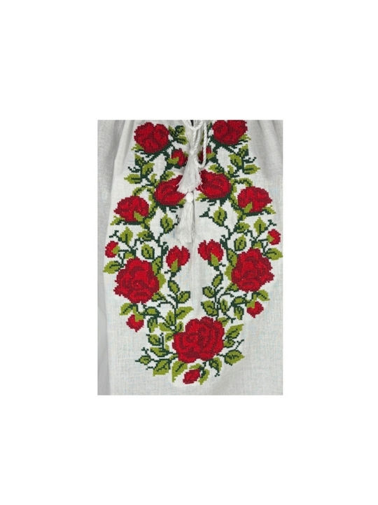 Bluza Damă Bumbac Mânecă Lungă Alb/Portocaliu