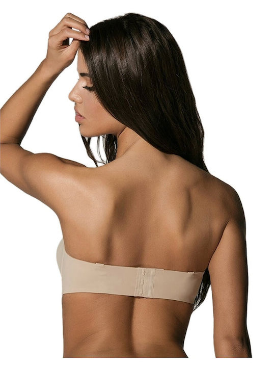 Secret Sense Μπεζ Strapless Σουτιέν με Ελαφριά Ενίσχυση & Μπανέλες