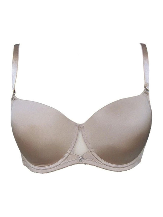 Balconette Beige Bra With Underwire