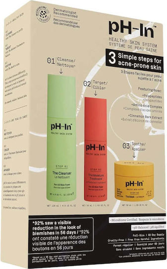 Set rutină de îngrijire pentru piele sensibilă predispusă la acnee în 3 pași Ph-in Healthy Skin System Indeed Labs 3 articole
