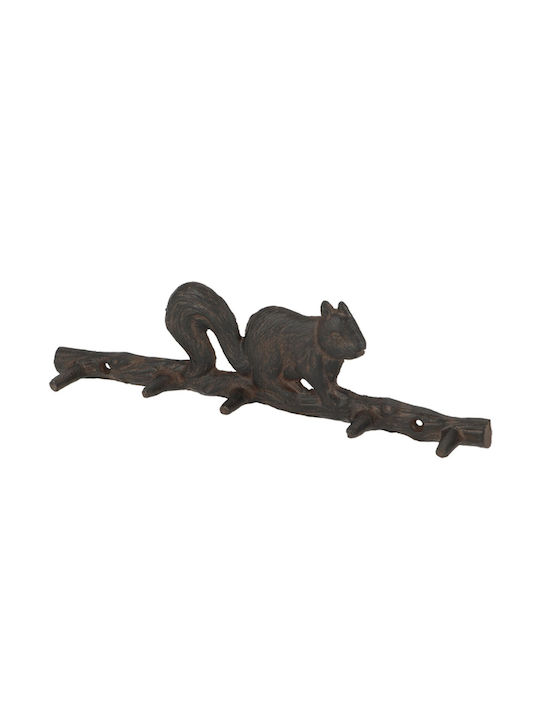 Esschert Design Κρεμάστρα Τοίχου 5 Θέσεων Καφέ 36cm