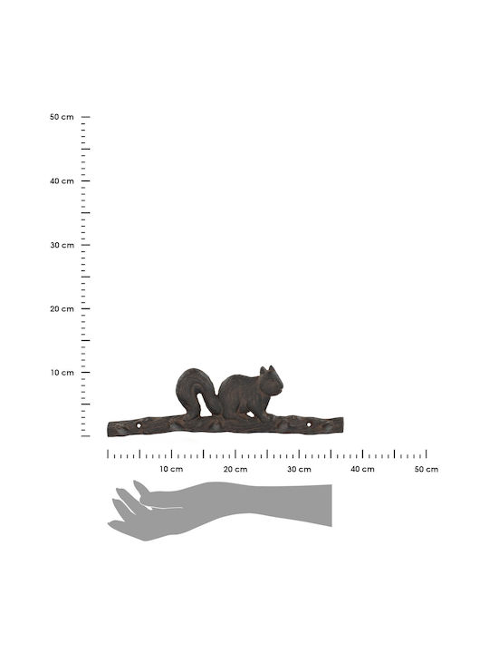 Esschert Design Κρεμάστρα Τοίχου 5 Θέσεων Καφέ 36cm