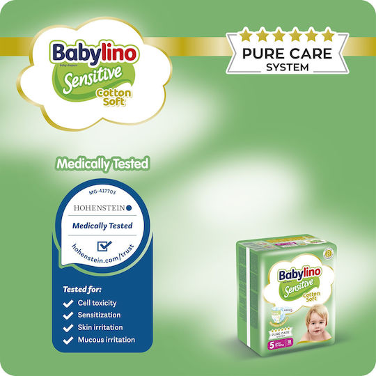 Babylino Tape Diapers Sensitive Cotton Soft No. 5 for 11-16kg 132pcs