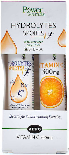 Power Of Nature Hydrolytes Sports with Stevia & Vitamin C 500mg Orange 2 x 20 бр