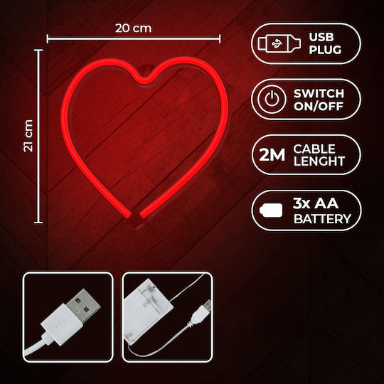 Forever Light Decorative Lamp Heart Red
