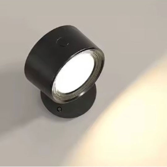 Se Led 4 Mizu Black Wall Battery Led Lamp Recharcheable 8x4,5cm 3,5w 2000mah 3cct Charging Time
