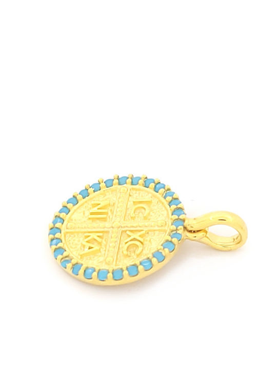 Anagnostakis Charm Talisman Konstantin mit Steinen aus 9K Gold mit Türkis Zirkon