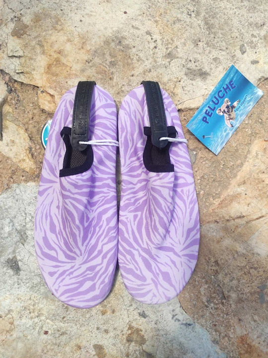 Papuci Aqua pentru femei – Peluche Albastru Leaf