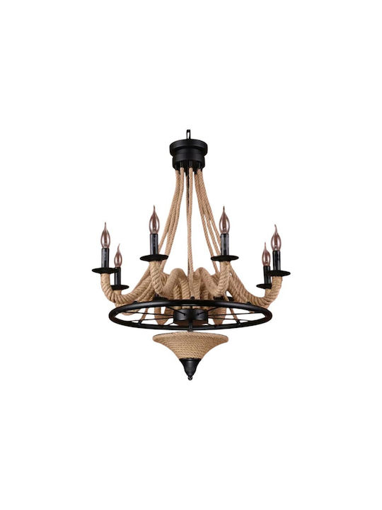 Boho Hanging Light with Rope for E14 Socket 65x120cm