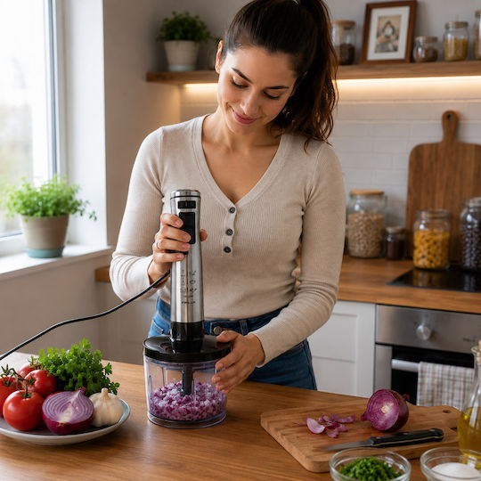 Finlux Handmixer mit Inox-Stab 1000W Silber