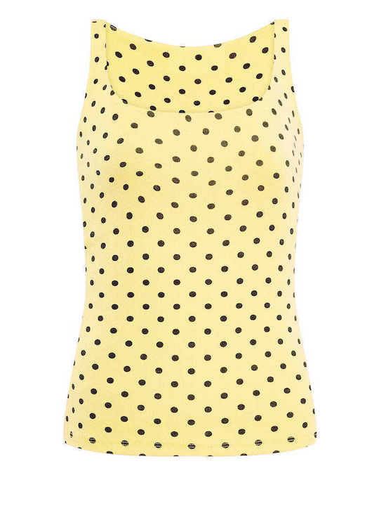 Celestino Top Fără Mâneci Slim Fit Galben Cu Buline