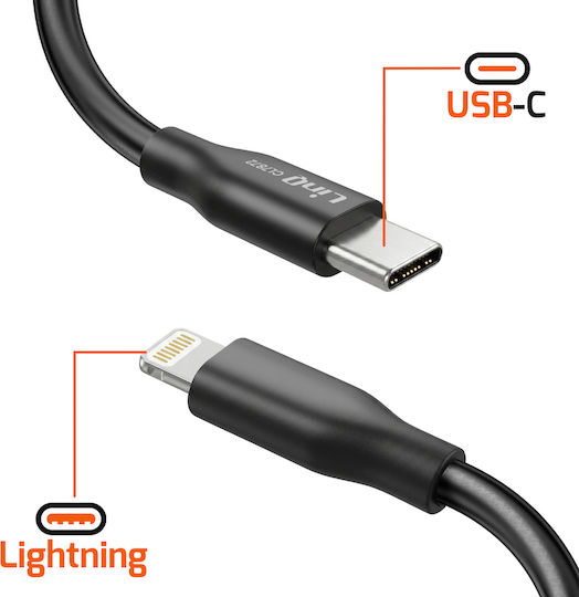 Linq Магнитен Автоматично Навиващ USB-C Мъжки Към Lightning Кабел PD 35W 4A 1.2M Черен