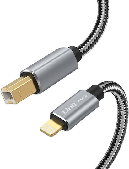 Linq Lightning To Usb-b Printer Cable Braided Nylon 3m Grey