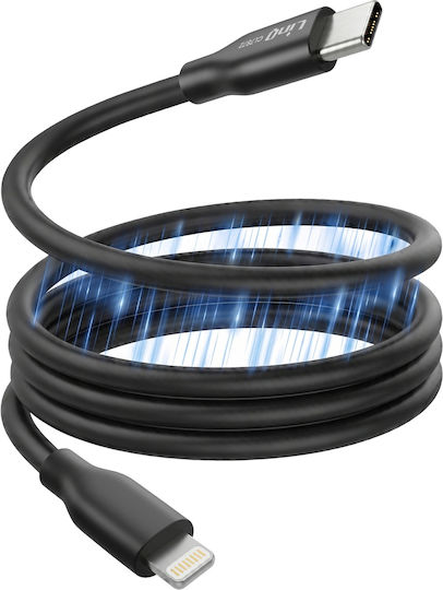 Linq Магнитен Автоматично Навиващ USB-C Мъжки Към Lightning Кабел PD 35W 4A 1.2M Черен
