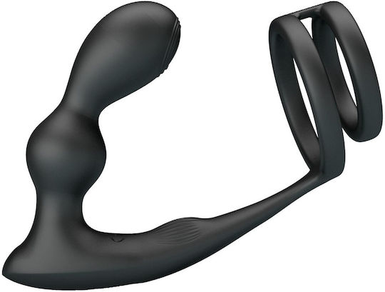 Mr Play Penis Testicle Ring Set Vibrating Anal Plug 12 Functions Black