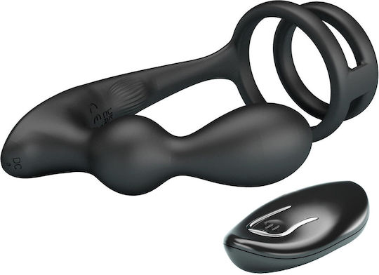 Mr Play Penis Testicle Ring Set Vibrating Anal Plug 12 Functions Black