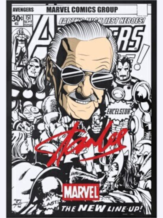 Суитшърт с кръгло деколте Stan Lee Marvel илюстрация и подпис Pop Culture Черен