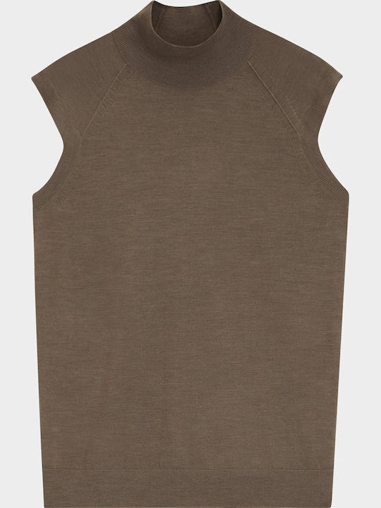Women's Sleeveless Wool Sweater Light Brown