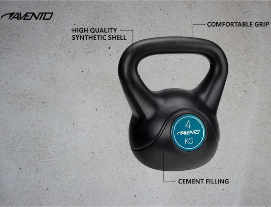 Avento Kettlebell din PVC 4kg Negru