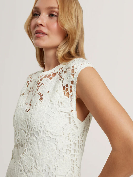 Sommer Midi Damenkleid Weiß