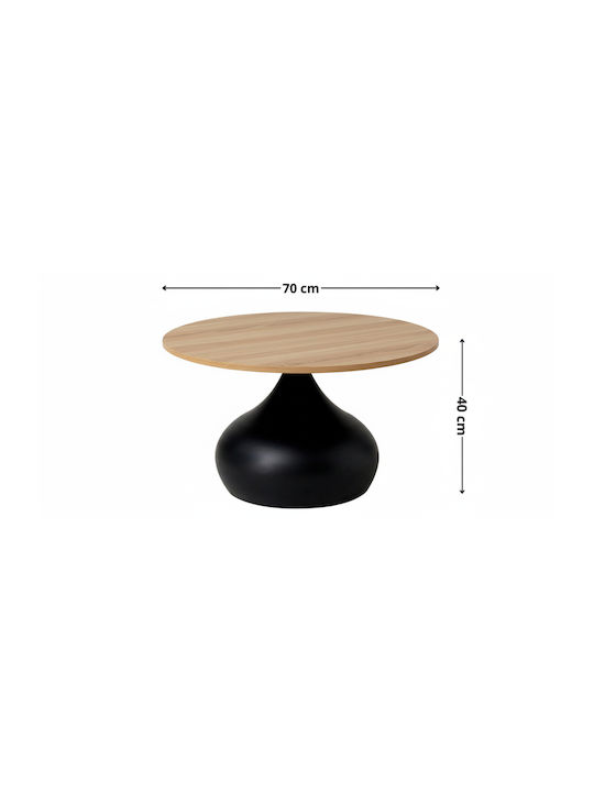 Στρογγυλό Κεντρικό Τραπεζάκι Ξύλινο Sonoma Oak Μ70xΠ70xΥ40εκ.