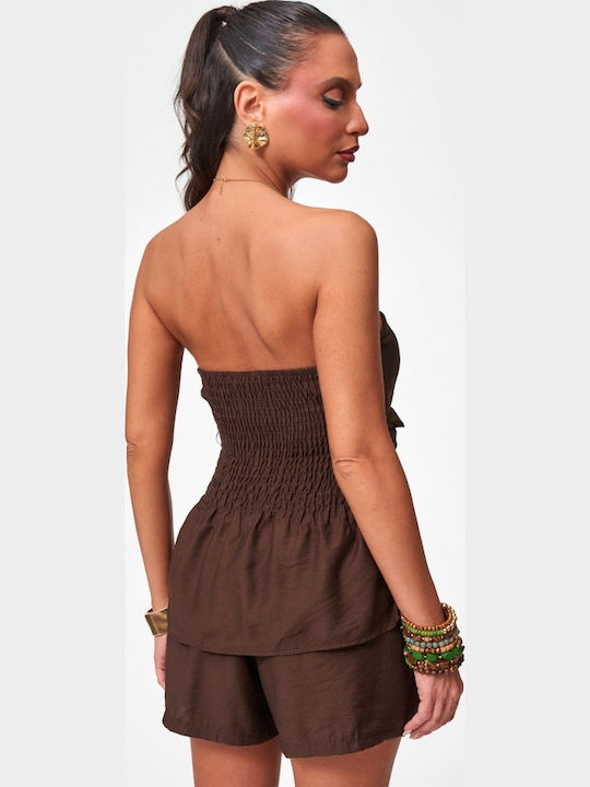 Women's Set with Shorts Dark Brown