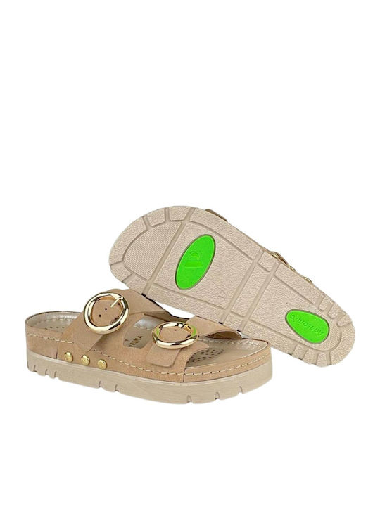 Damen Anatomische Beigen Flatforms Sandalen