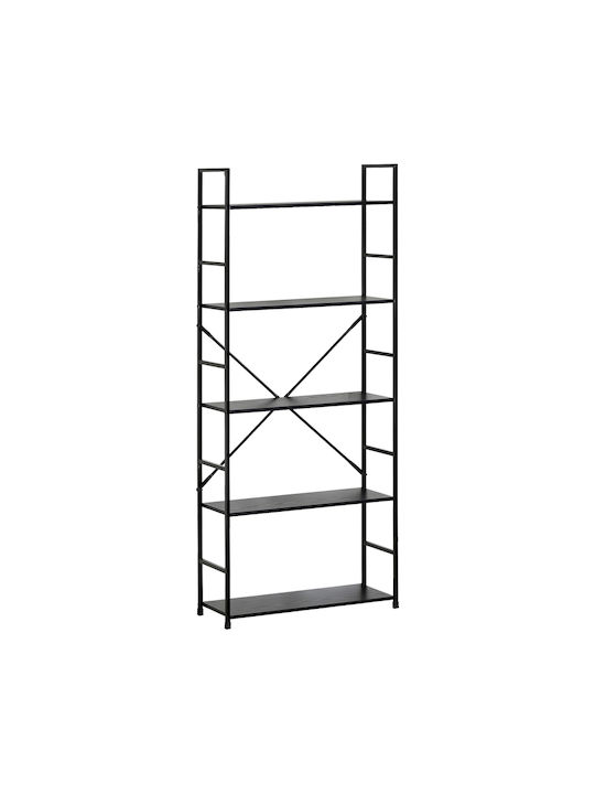 Βιβλιοθήκη Manlo Μαύρο 58.6x23.5x144εκ.